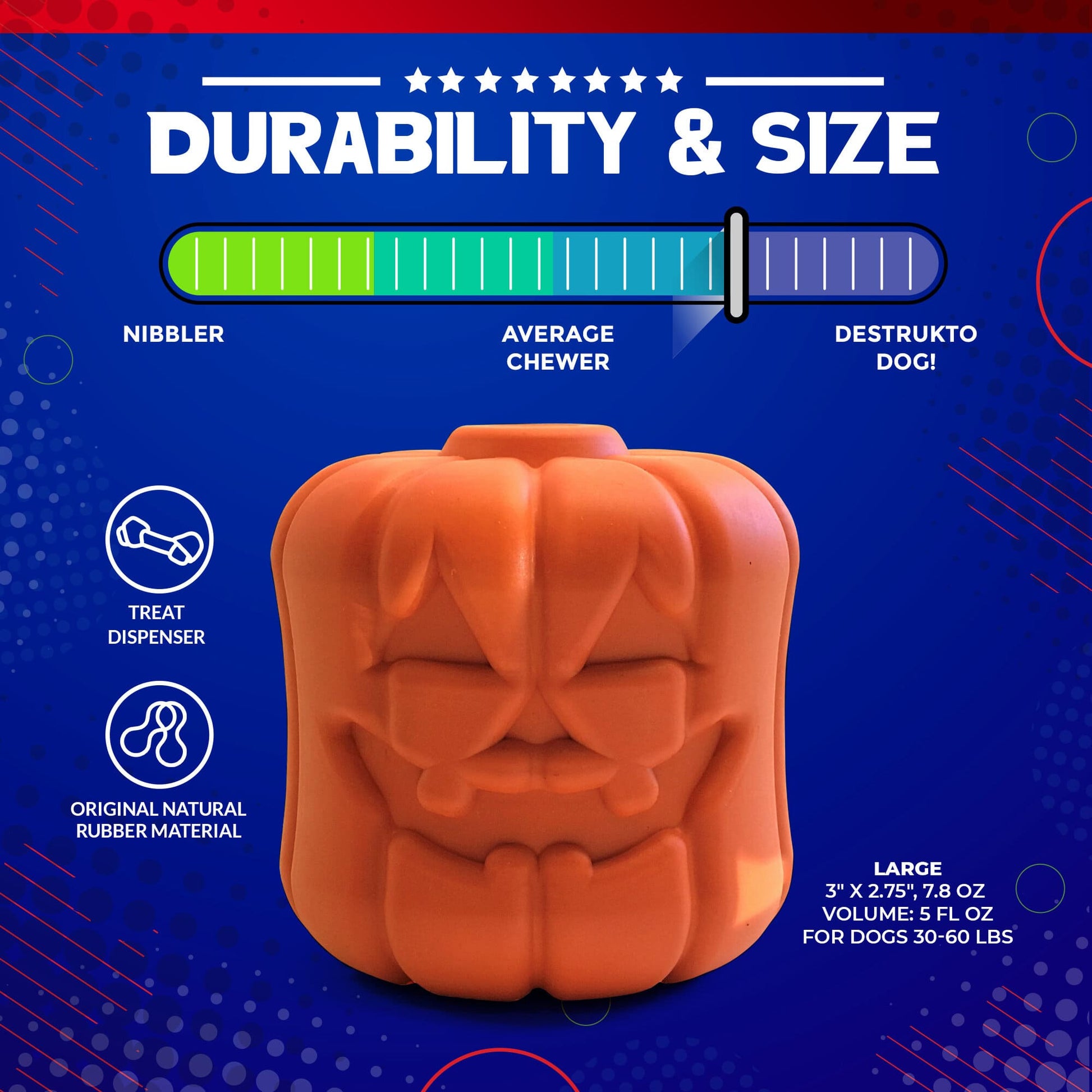 Jack O' Lantern Dog Toy - Durable Halloween Chew Toy for Large Dogs | USA Made Rubber Dog Toys SodaPup/True Dogs, LLC