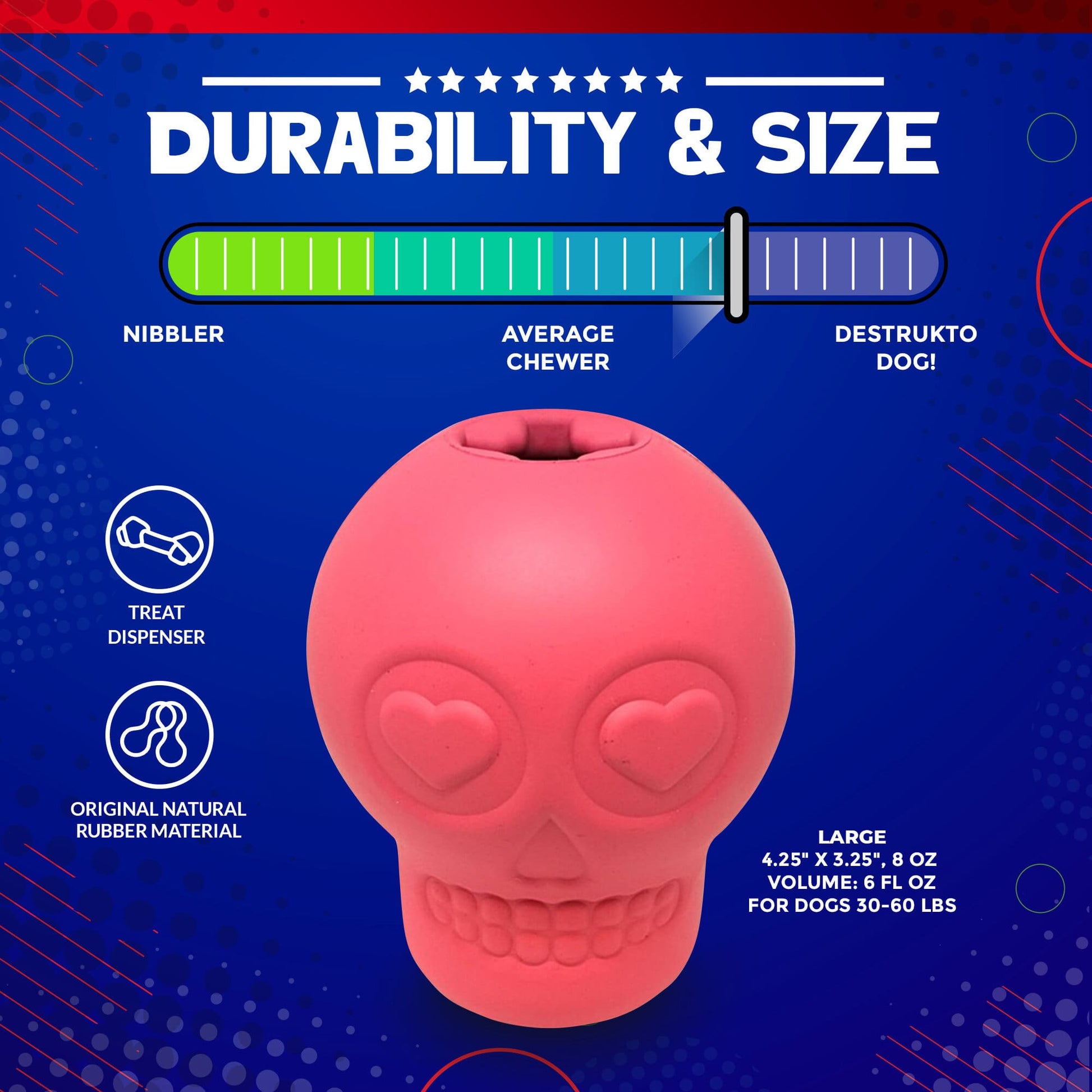 Sugar Skull Dog Chew Toy & Treat Dispenser - USA Made | SodaPup Rubber Dog Toys SodaPup/True Dogs, LLC