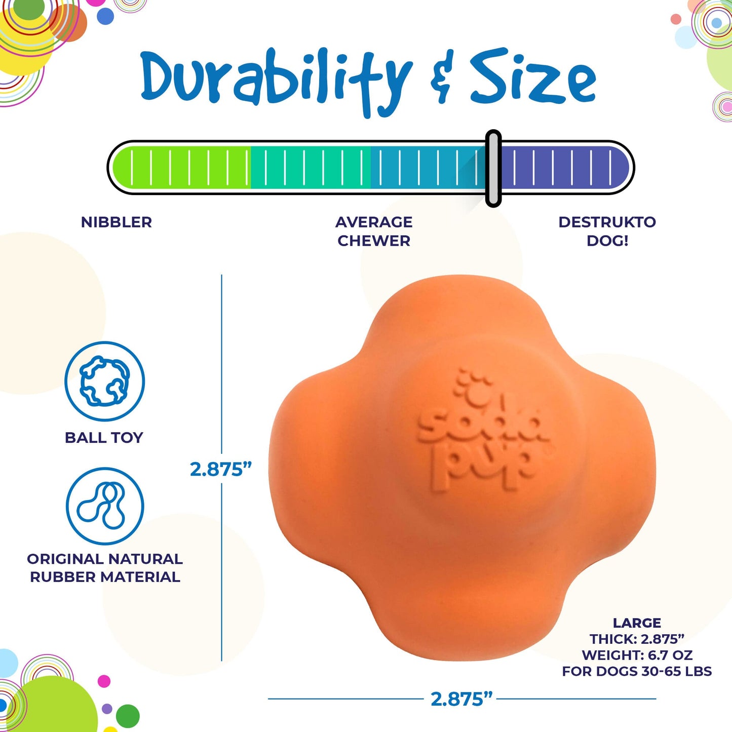 Crazy Bounce Rubber Dog Chew Toy for Power Chewers | Retrieving Ball | USA Made Rubber Dog Toys SodaPup/True Dogs, LLC