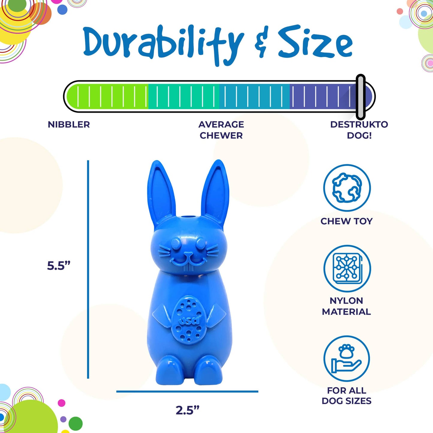 Bunny Nylon Chew Toy for Aggressive Chewers | Durable & USA Made Nylon Dog Toys SodaPup/True Dogs, LLC