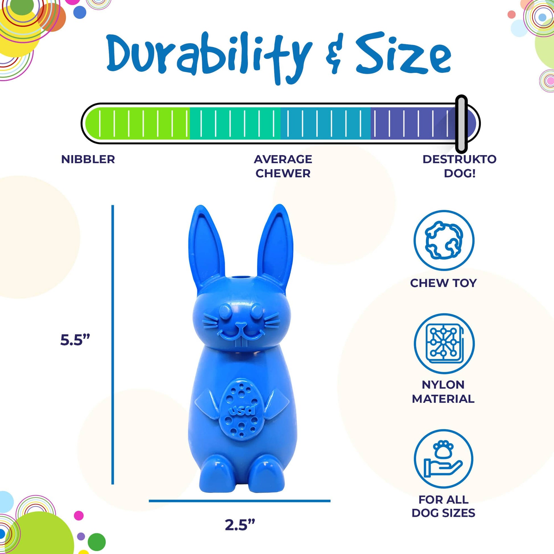 Bunny Nylon Chew Toy for Aggressive Chewers | Durable & USA Made Nylon Dog Toys SodaPup/True Dogs, LLC
