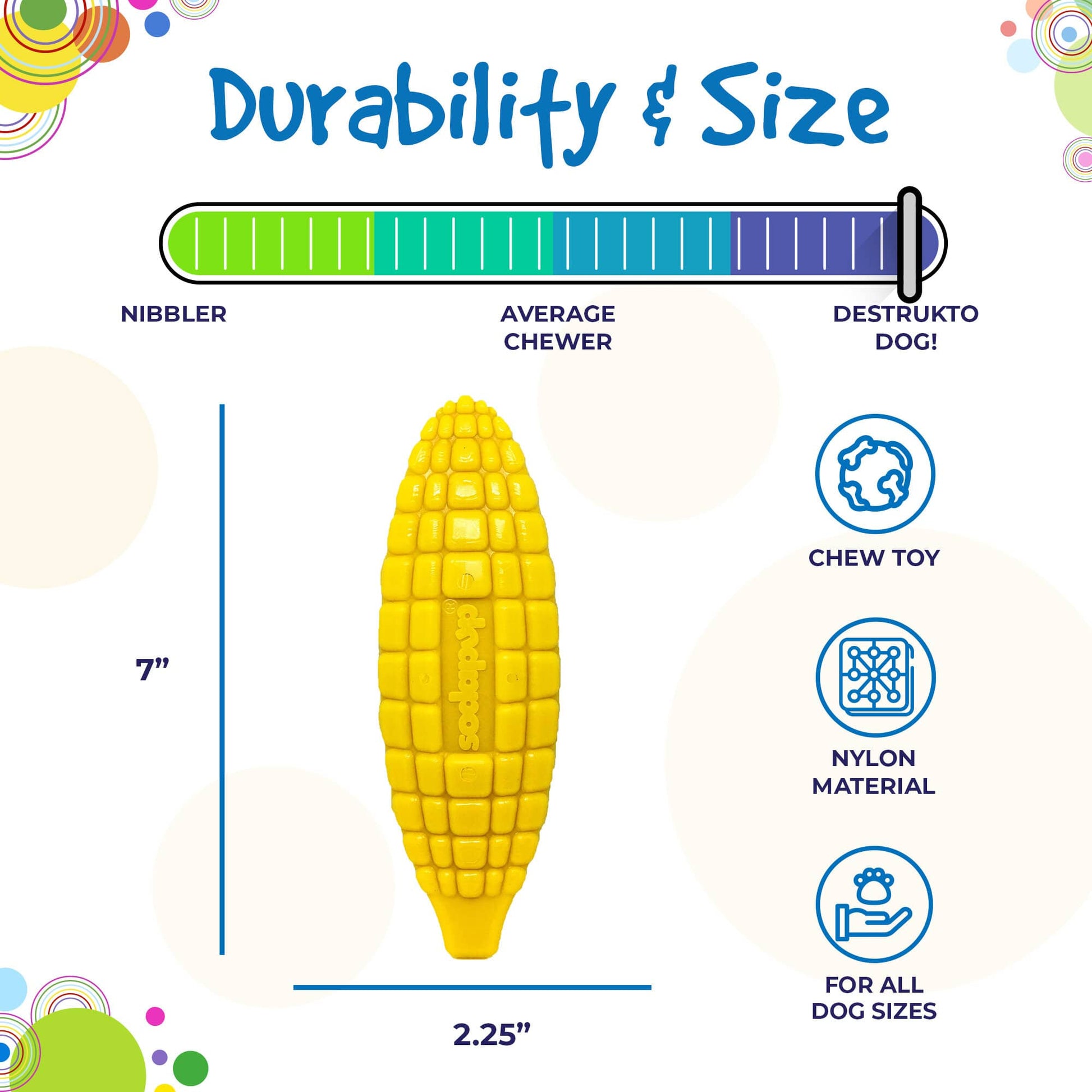 Corn on the Cob Nylon Dog Toy for Aggressive Chewers | USA Made | SodaPup Nylon Dog Toys SodaPup/True Dogs, LLC