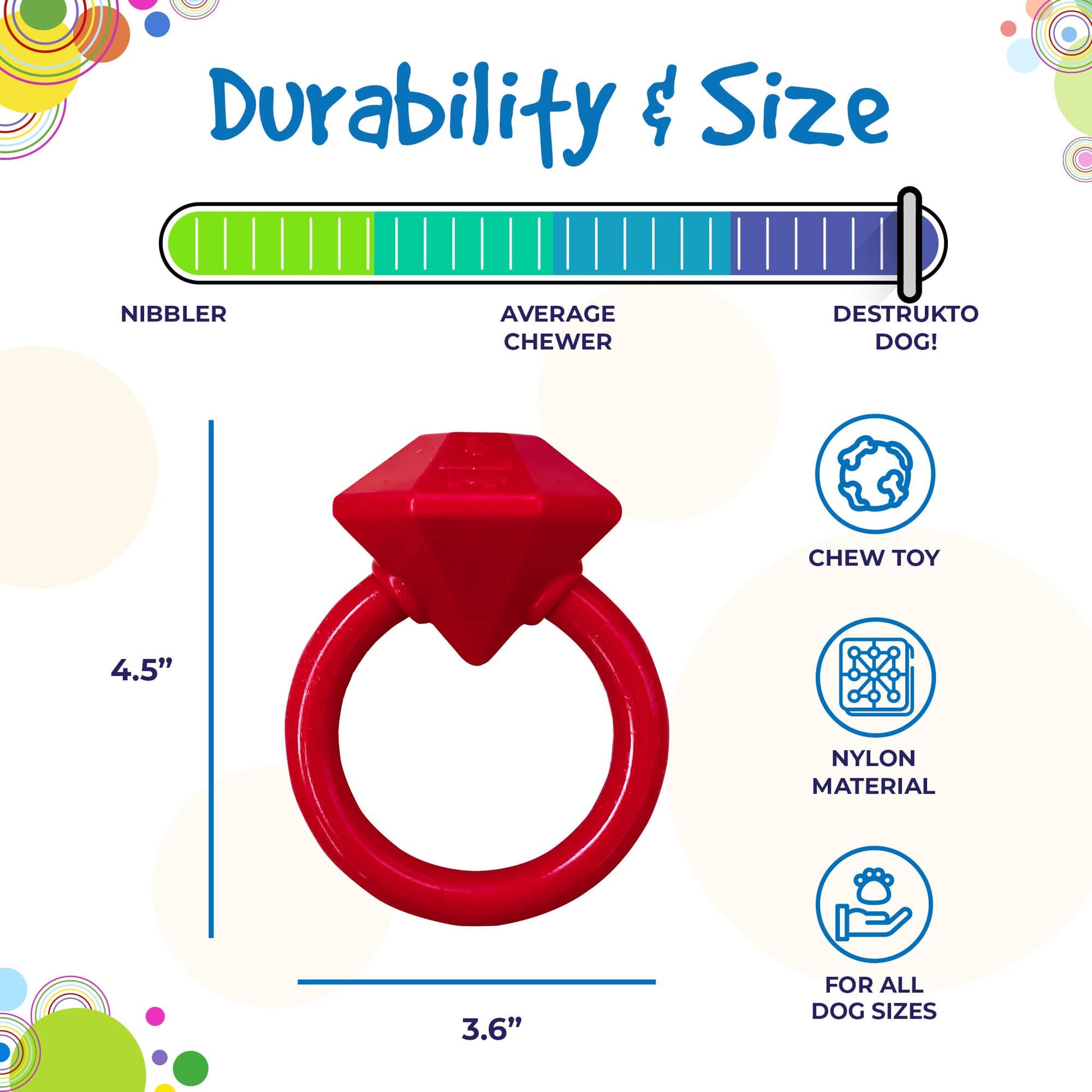 Diamond Ring Nylon Teething Ring for Puppies | Durable & USA Made Nylon Dog Toys SodaPup/True Dogs, LLC