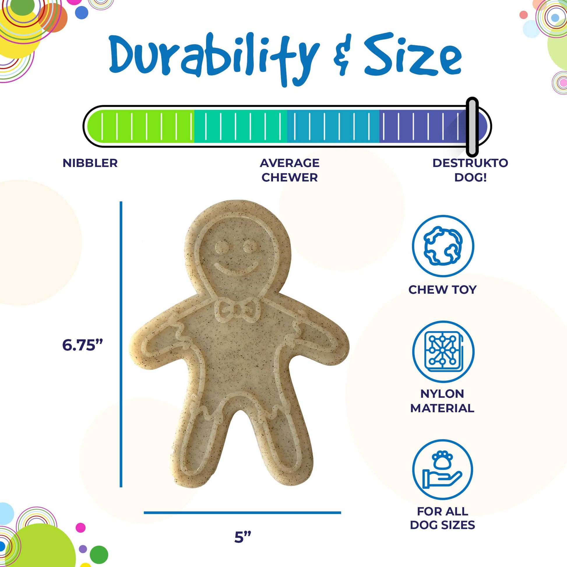 Gingerbread Man Nylon Dog Chew Toy for Aggressive Chewers | USA Made Nylon Dog Toys SodaPup/True Dogs, LLC