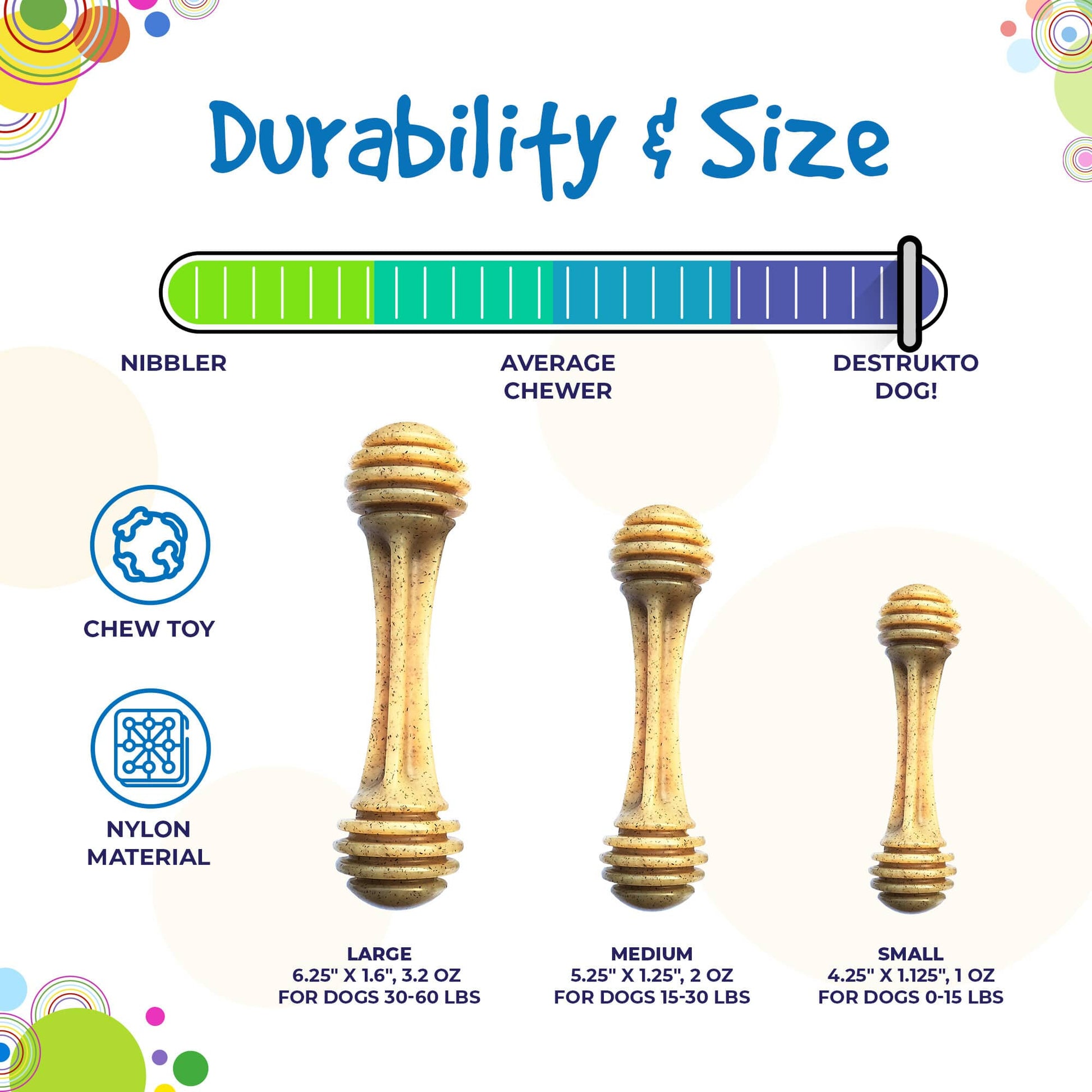 Honey Bone Nylon Dog Toy for Aggressive Chewers | Indestructible | USA Made Nylon Dog Toys SodaPup/True Dogs, LLC