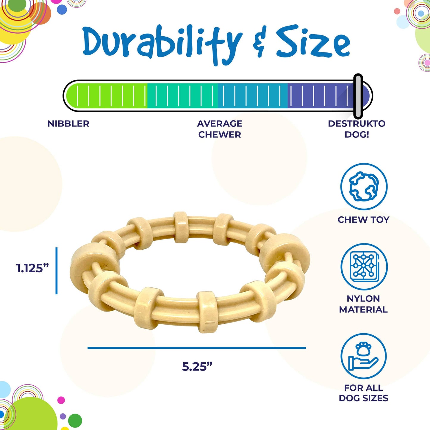 Chicken Flavored Teething Ring for Puppies & Aggressive Chewers | USA Made Nylon Dog Toys SodaPup/True Dogs, LLC