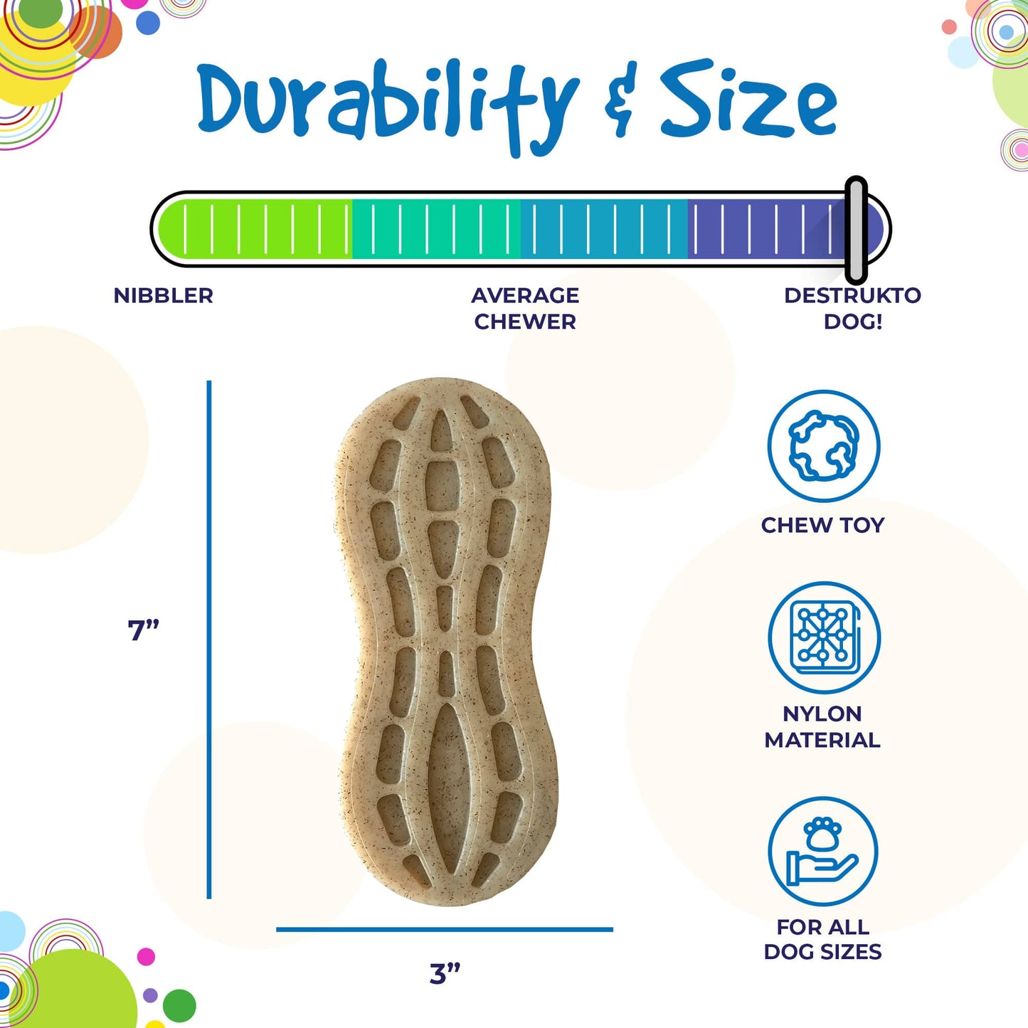Peanut Nylon Dog Chew Toy | Ultra-Durable for Aggressive Chewers | SodaPup Nylon Dog Toys SodaPup/True Dogs, LLC
