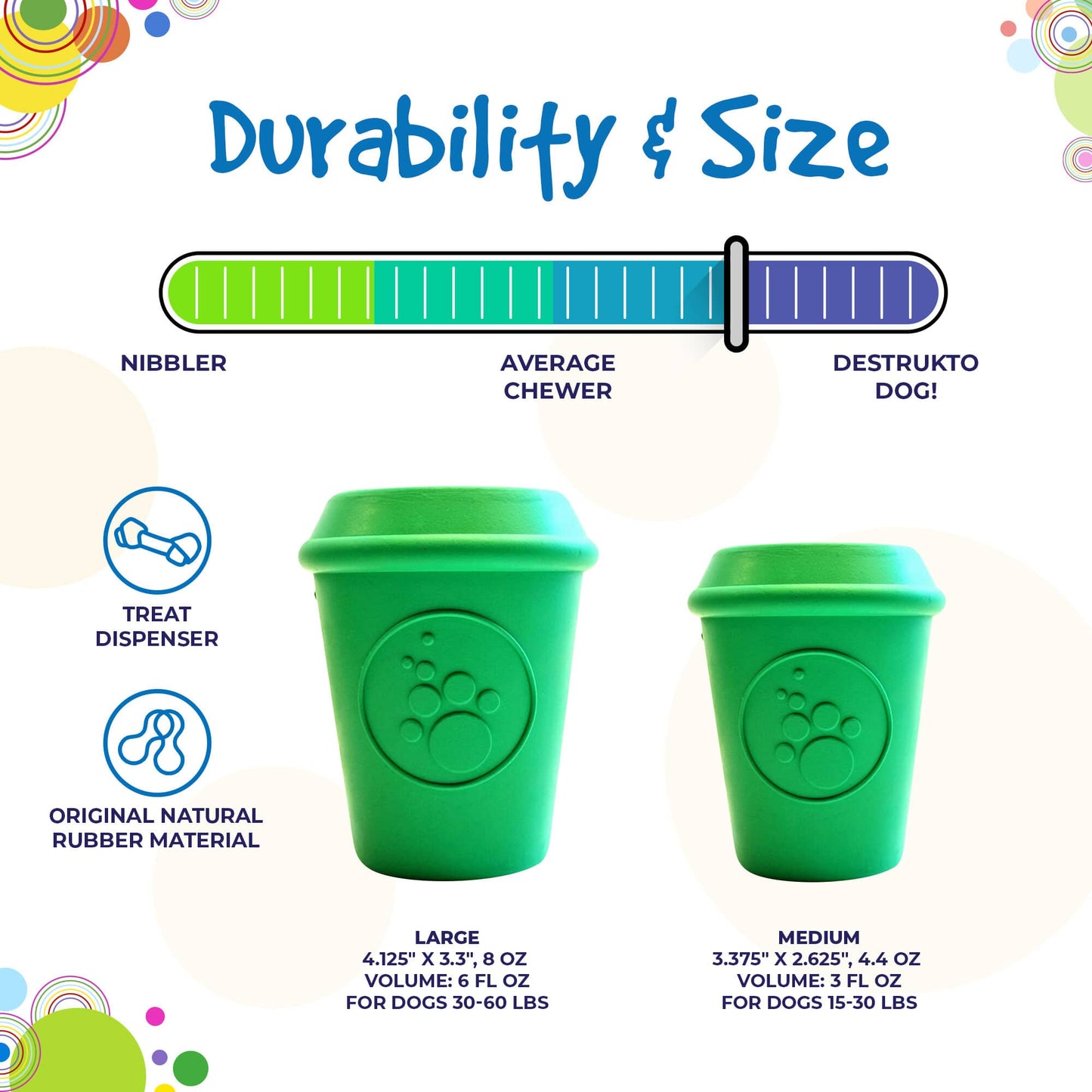 Coffee Cup Rubber Dog Chew Toy for Power Chewers | Treat Dispenser | USA Made Rubber Dog Toys SodaPup/True Dogs, LLC