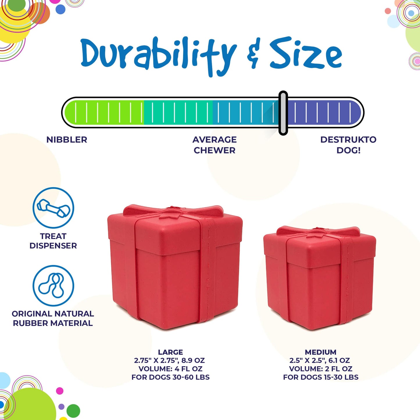 Gift Box eDispenser - Durable Rubber Treat Dispenser for Dogs | USA Made Rubber Dog Toys SodaPup/True Dogs, LLC