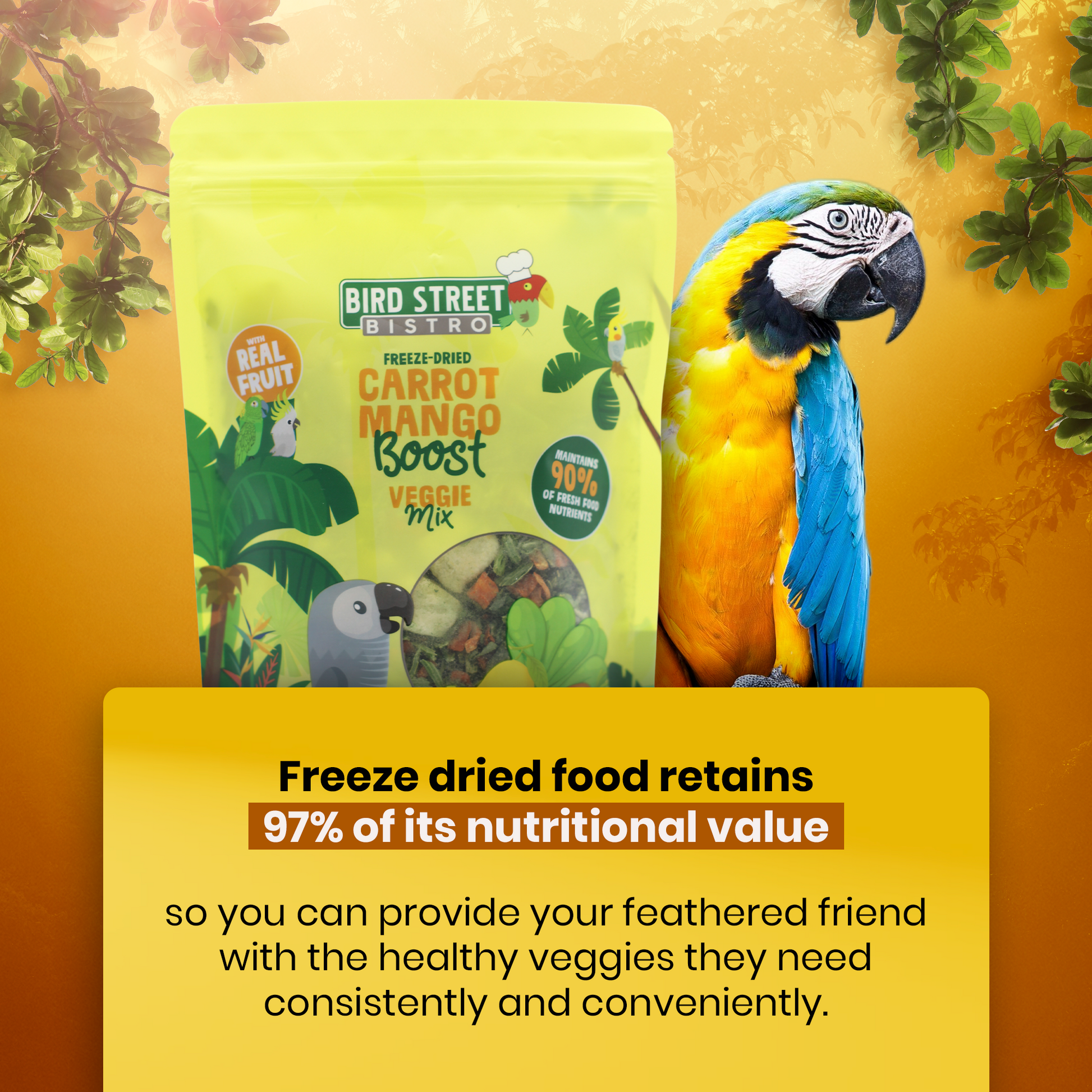 Carrot Mango Boost - Parrot Veggies Mix Parrot Food Bird Street Bistro