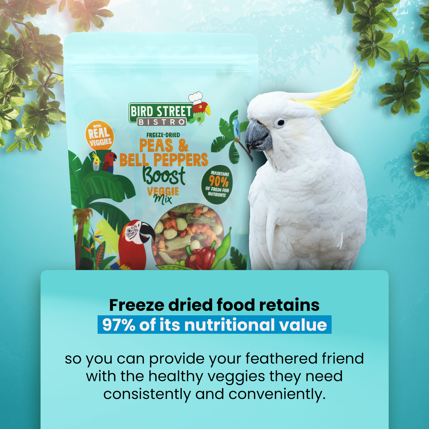 Peas & Bell Peppers Boost - Parrot Veggies Mix Parrot Food Bird Street Bistro