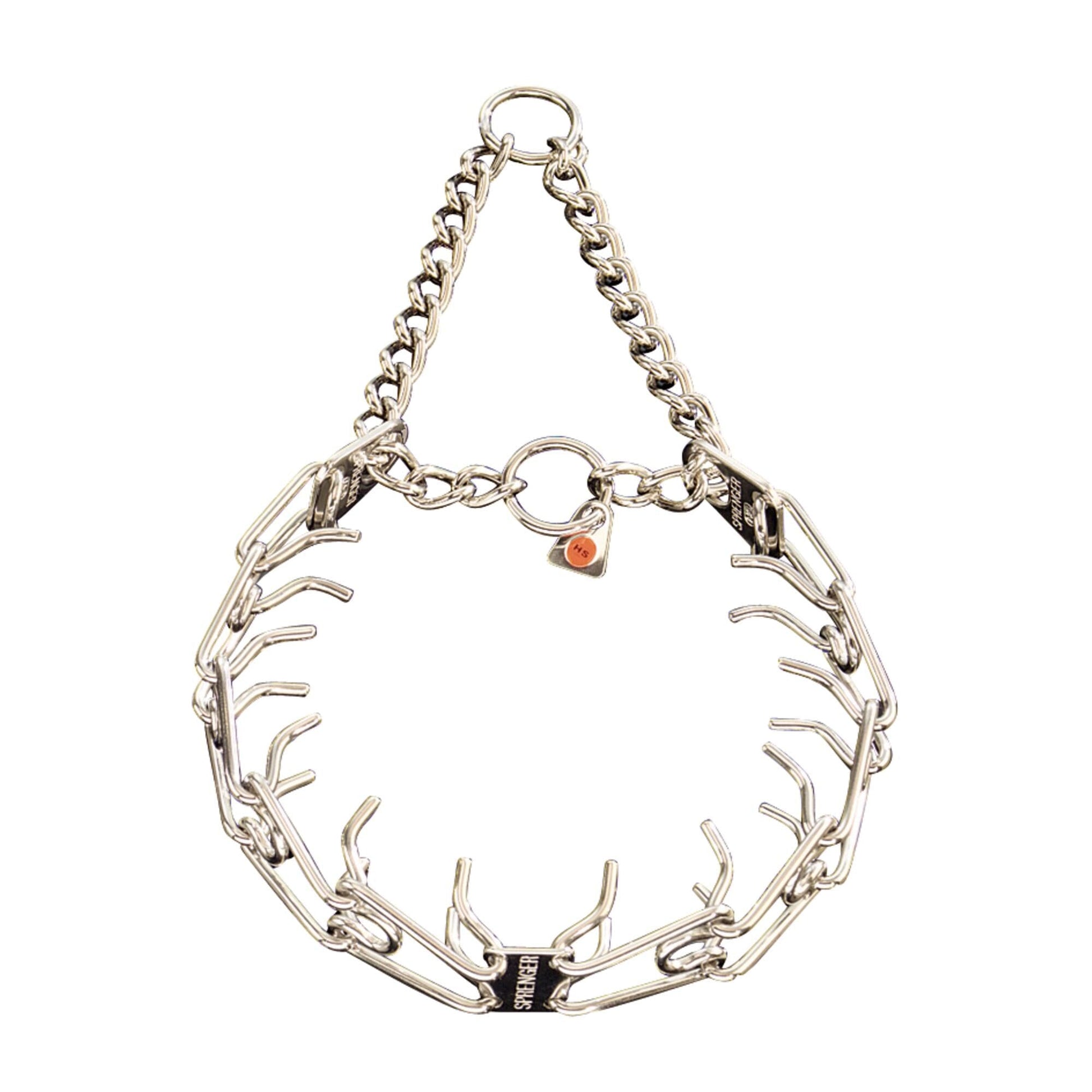 Herm Sprenger - ULTRA-PLUS Training Collar with Center-Plate and Assembly Chain - Stainless Steel Gauge 4.00 mm X Length 25 in (63 cm) with O-ring Collars, Prong/Pinch Dog Collars Dogline