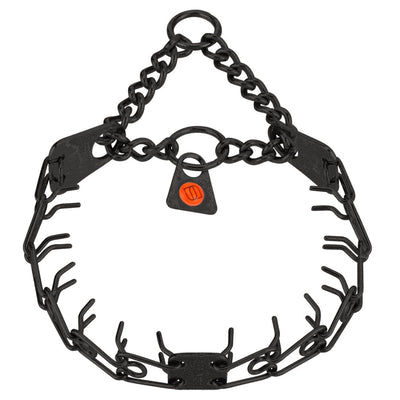 Herm Sprenger - MICRO-PLUS Training Collar with Center-Plate and Assembly Chain – Black Stainless Steel 2 rings Customizable Collars, Prong/Pinch Dog Collars Dogline