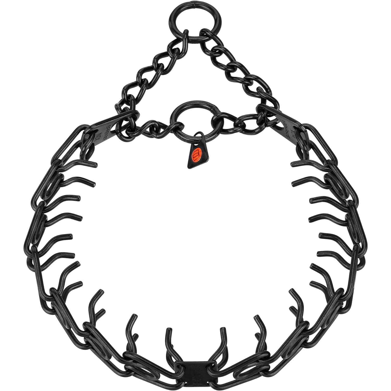 Herm Sprenger - ULTRA-PLUS Training Collar with Center-Plate and Assembly Chain - Short Version – Black Stainless Steel 2 rings Collars, Prong/Pinch Dog Collars Dogline
