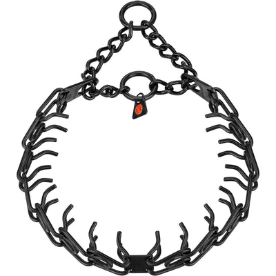 Herm Sprenger - ULTRA-PLUS Training Collar with Center-Plate and Assembly Chain - Short Version – Black Stainless Steel 2 rings Collars, Prong/Pinch Dog Collars Dogline