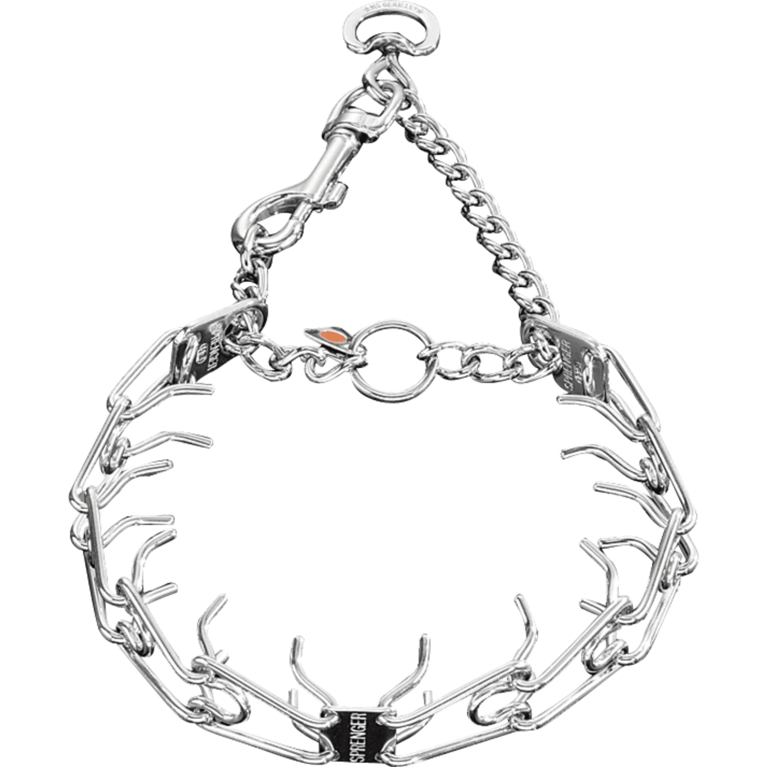 Herm Sprenger - ULTRA-PLUS Training Collar with Center-Plate, Assembly Chain, and Snap Hook - Comfort Version - Stainless steel Collars, Prong/Pinch Dog Collars Dogline