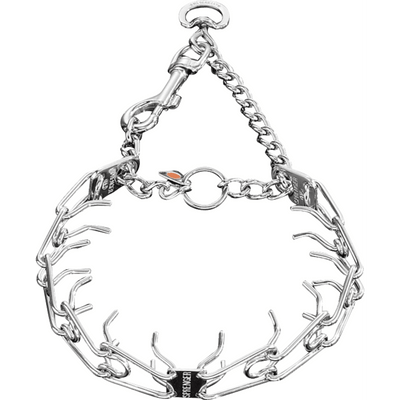 Herm Sprenger - ULTRA-PLUS Training Collar with Center-Plate, Assembly Chain, and Snap Hook - Comfort Version - Stainless steel Collars, Prong/Pinch Dog Collars Dogline