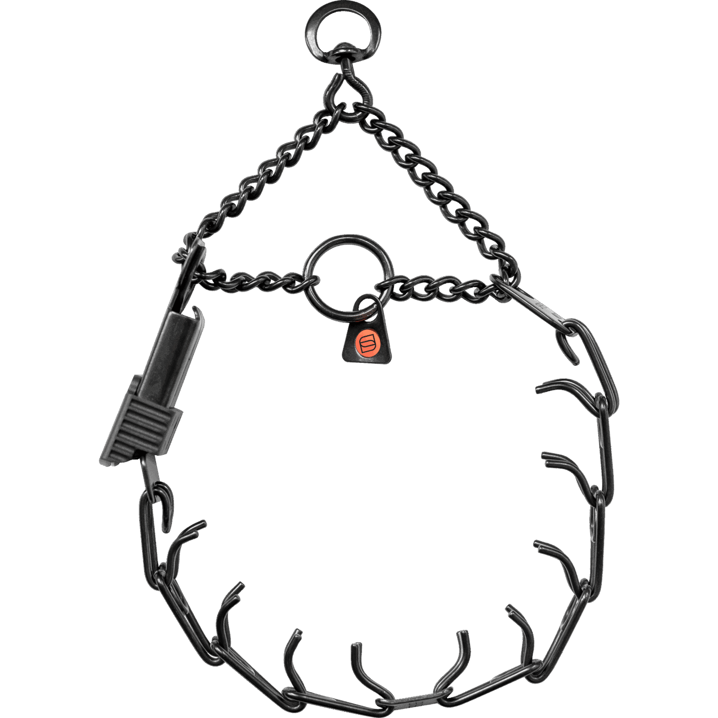 Herm Sprenger - ULTRA-PLUS Training Collar with Center-Plate, Assembly Chain, and ClicLock - Black Stainless Steel Gauge 3.2mm x 23" (58cm) Collars, Prong/Pinch Dog Collars Dogline