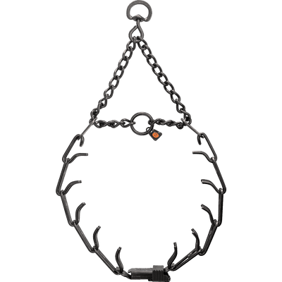 Herm Sprenger - ULTRA-PLUS Training Collar with ClicLock and Assembly Chain - Black Stainless Steel Gauge 4mm x 25" (63cm) Collars, Prong/Pinch Dog Collars Dogline