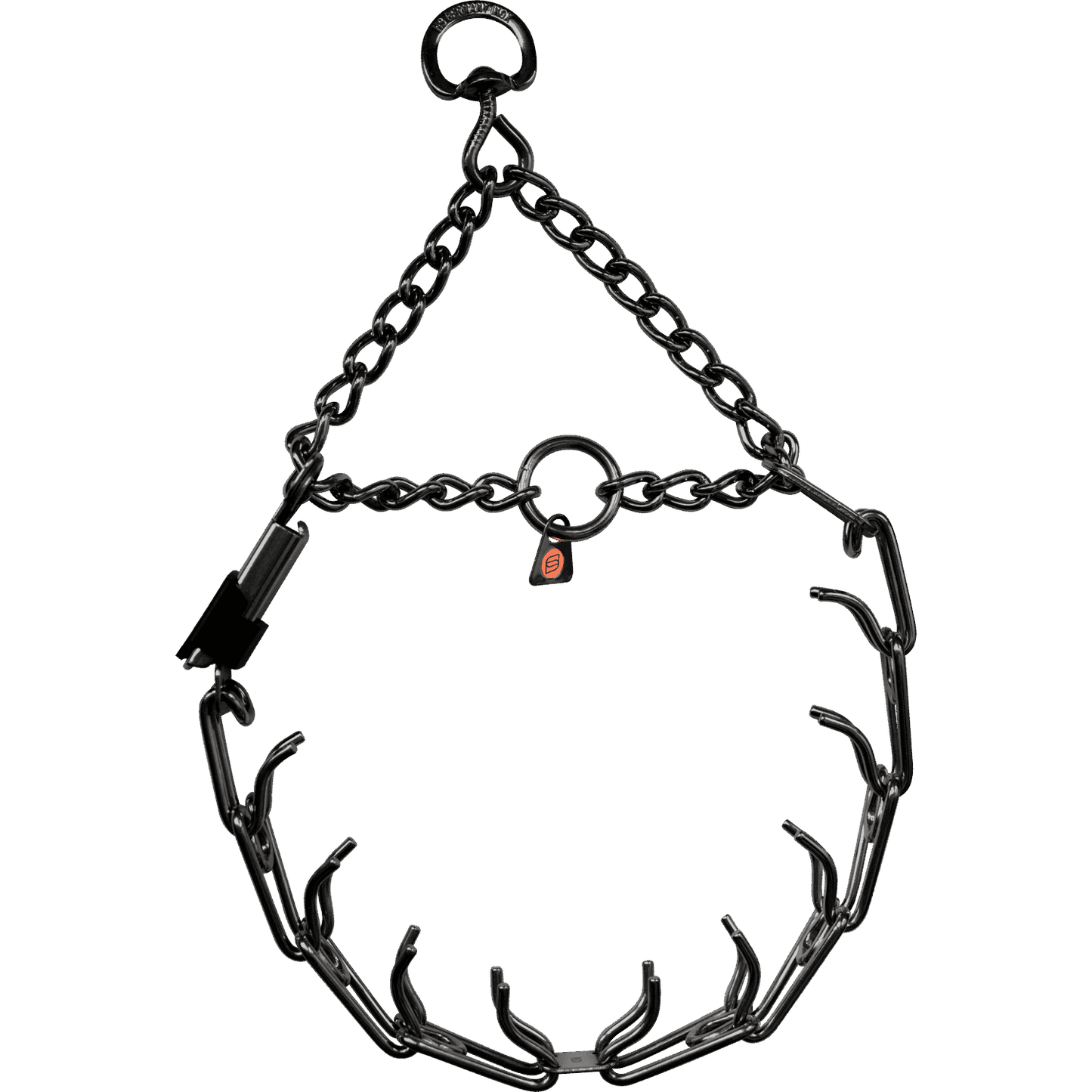 Herm Sprenger - ULTRA-PLUS Training Collar with Center-Plate, Assembly Chain, and ClicLock - Black Stainless Steel Gauge 2.25mm x 16" (41cm) Collars, Prong/Pinch Dog Collars Dogline