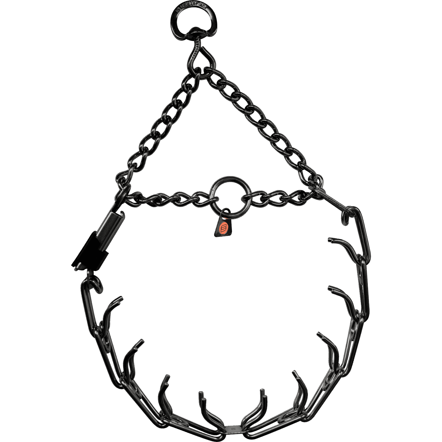 Herm Sprenger - ULTRA-PLUS Training Collar with Center-Plate, Assembly Chain, and ClicLock - Black Stainless Steel Gauge 2.25mm x 16" (41cm) Collars, Prong/Pinch Dog Collars Dogline