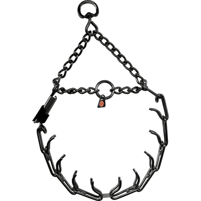 Herm Sprenger - ULTRA-PLUS Training Collar with Center-Plate, Assembly Chain, and ClicLock - Black Stainless Steel Gauge 2.25mm x 16" (41cm) Collars, Prong/Pinch Dog Collars Dogline