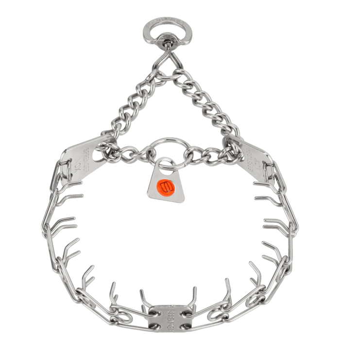 Herm Sprenger - MICRO-PLUS Training Collar with Center-Plate and Assembly Chain – Stainless steel 1 ring and 1 swivel Collars, Prong/Pinch Dog Collars Dogline