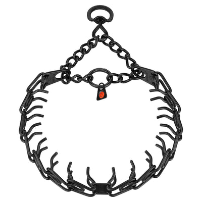 Herm Sprenger - ULTRA-PLUS Training Collar with Center-Plate and Assembly Chain - Short Version – Black Stainless Steel 1 ring and 1 swivel Collars, Prong/Pinch Dog Collars Dogline