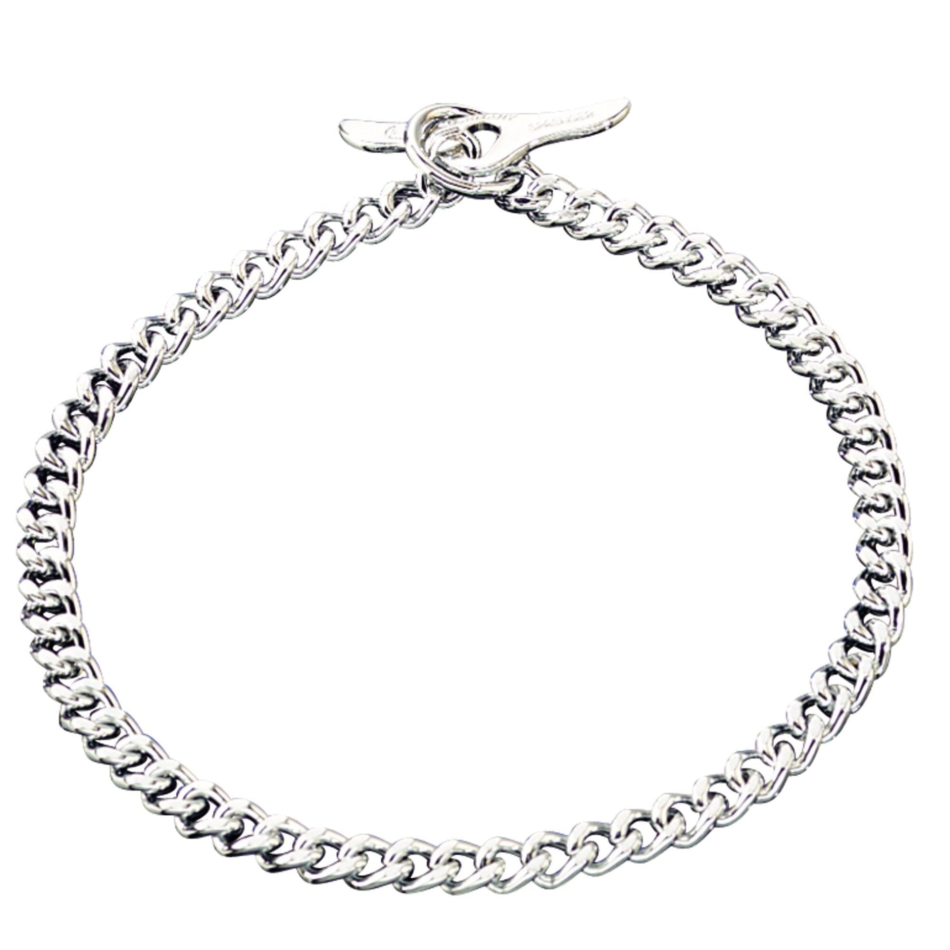 Herm Sprenger - Chain Collar with Toggle-Closure - Flat Polished, Narrow Links - Chrome, 3 mm Collars, Choke Chain Dog Collars Dogline