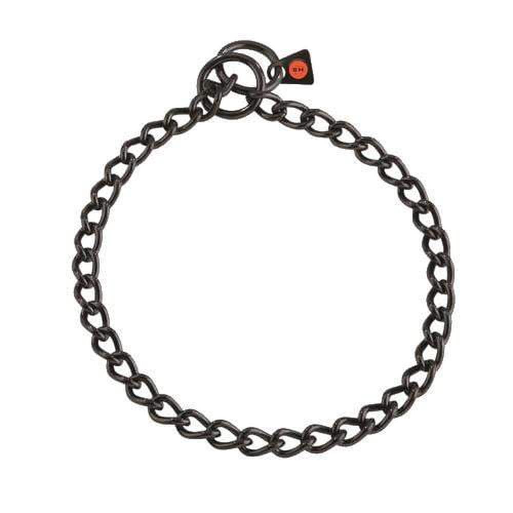 Herm Sprenger - Slide Chain Collar - Black Stainless Steel Gauge 3mm x 28" (70cm) Collars, Choke Chain Dog Collars Dogline