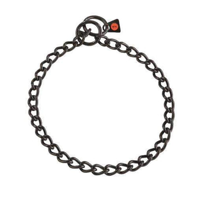 Herm Sprenger - Slide Chain Collar - Black Stainless Steel Gauge 3mm x 28" (70cm) Collars, Choke Chain Dog Collars Dogline