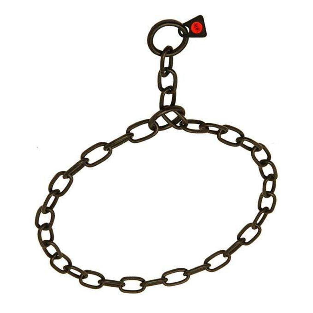 Herm Sprenger - Short Link Fur Saver Collar - Black Stainless Steel Gauge 4mm X 29" (74cm) Collars, Choke Chain Dog Collars Dogline