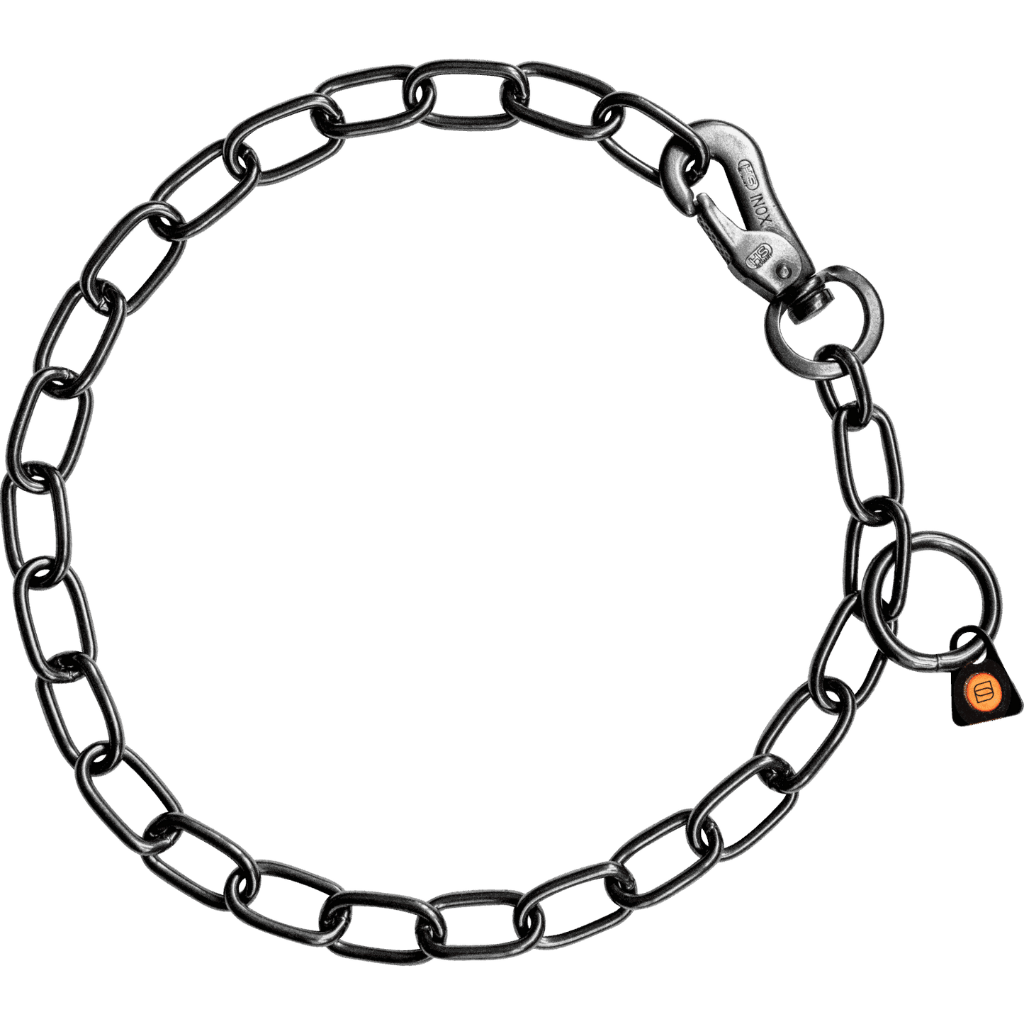 Herm Sprenger - Chain Collar with SPRENGER hook - Medium Links - Black Stainless Steel, 3 mm Gauge 3mm x 26" (65cm) Collars, Choke Chain Dog Collars Dogline