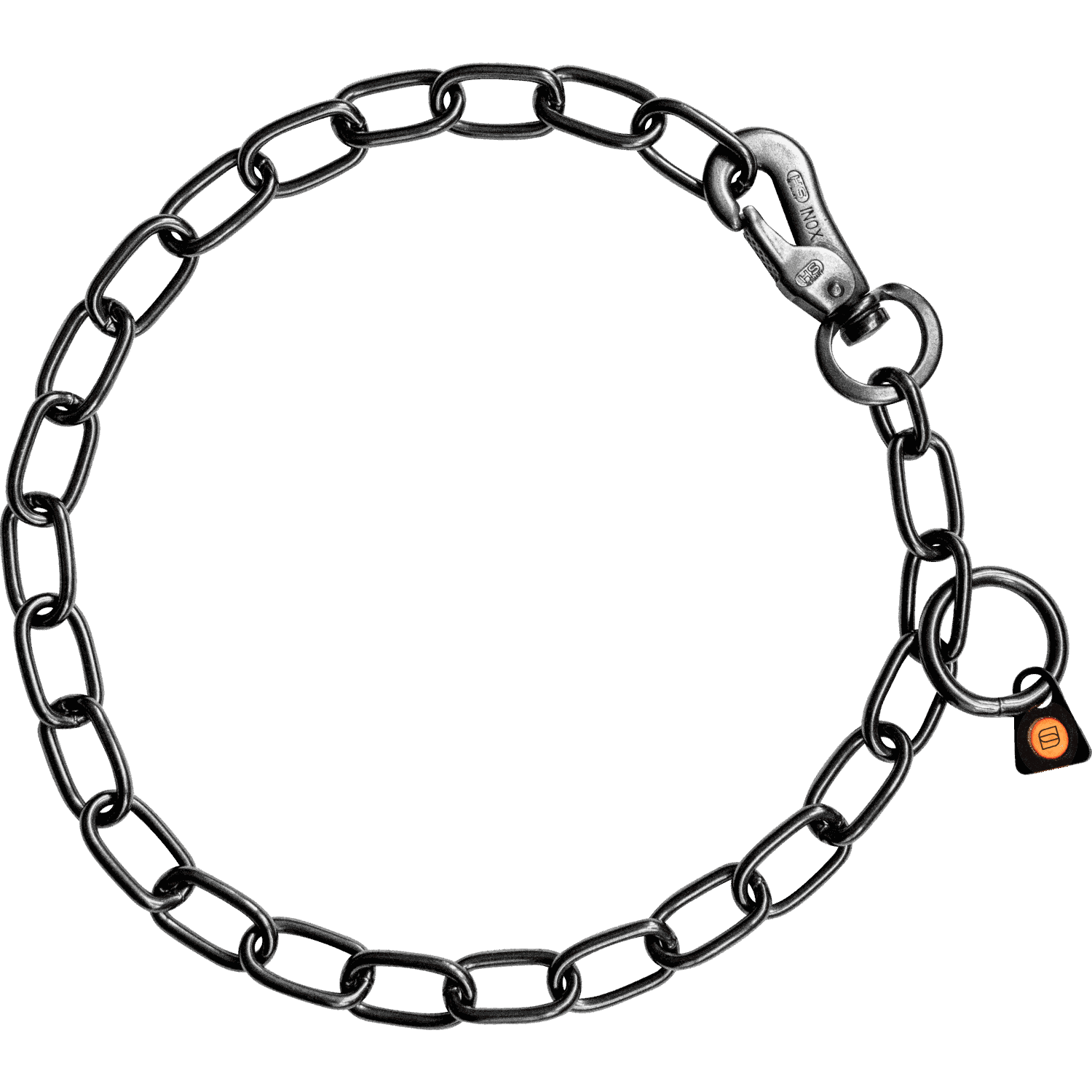 Herm Sprenger - Chain Collar with SPRENGER hook - Medium Links - Black Stainless Steel, 3 mm Gauge 3mm x 26" (65cm) Collars, Choke Chain Dog Collars Dogline