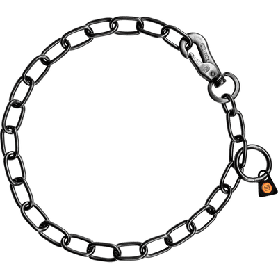 Herm Sprenger - Chain Collar with SPRENGER hook - Medium Links - Black Stainless Steel, 3 mm Gauge 3mm x 26" (65cm) Collars, Choke Chain Dog Collars Dogline