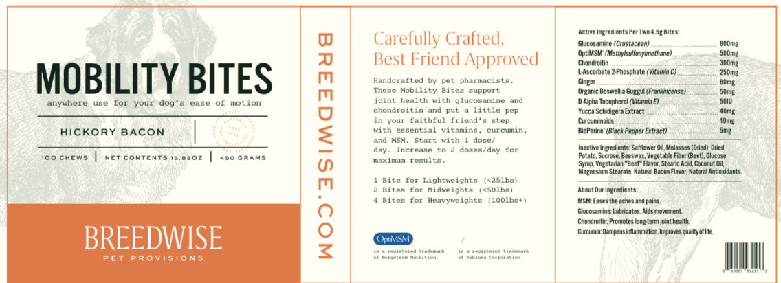Mobility Bites 100-count jar Dog Treat Breedwise Pet Provisions