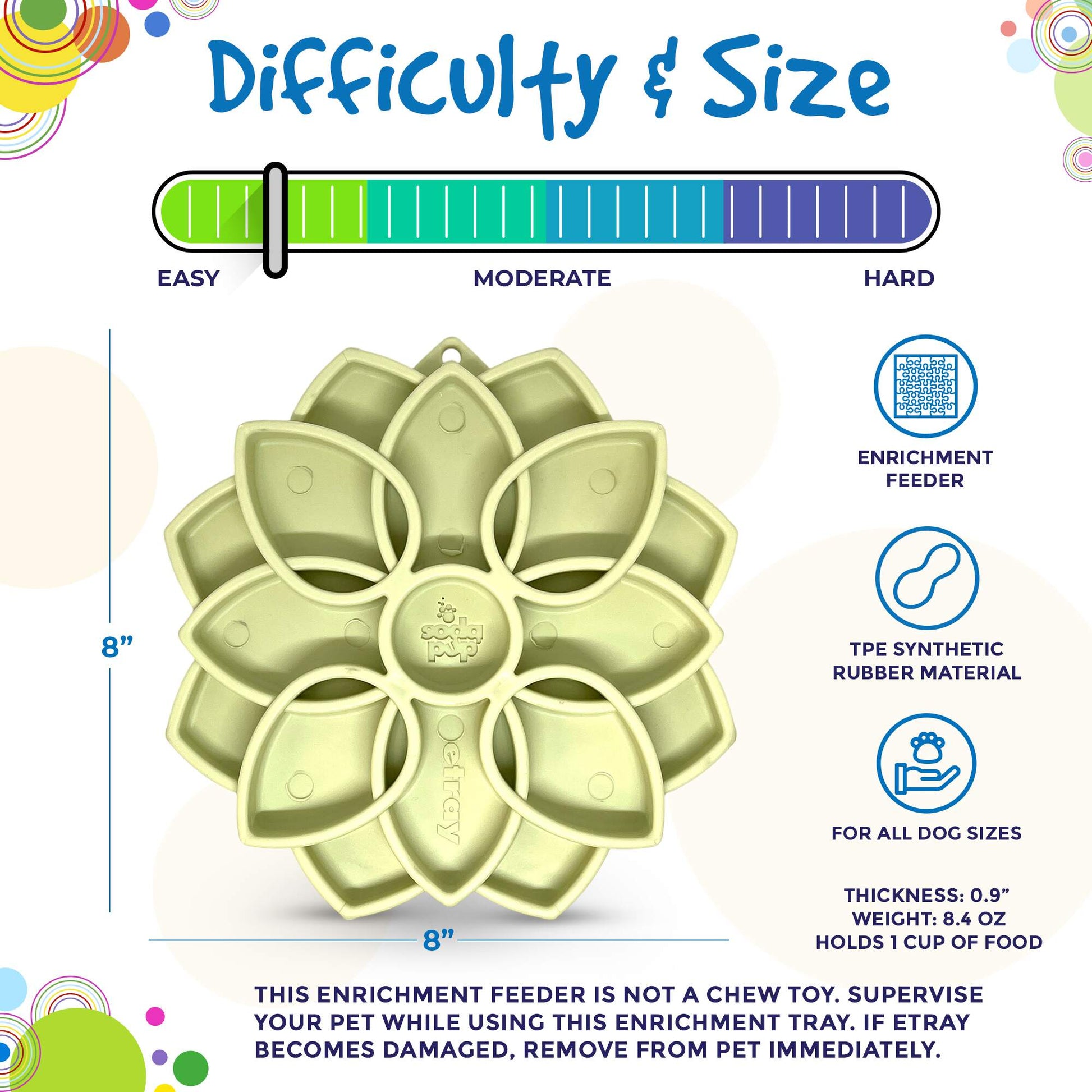 Mandala Softie eTray Shallow Slow Feeder Dog Bowl with Suction Cups | USA Made ETRAY SodaPup/True Dogs, LLC