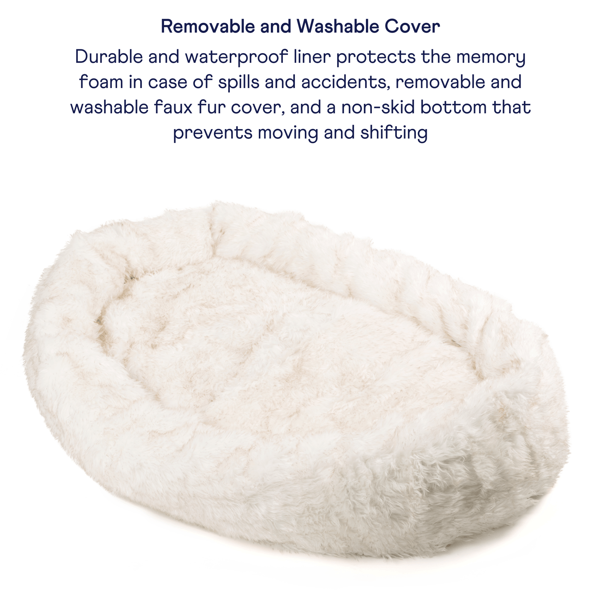 PupCloud™ Human-Size Faux Fur Memory Foam Dog Bed - White with Brown Accents Paw