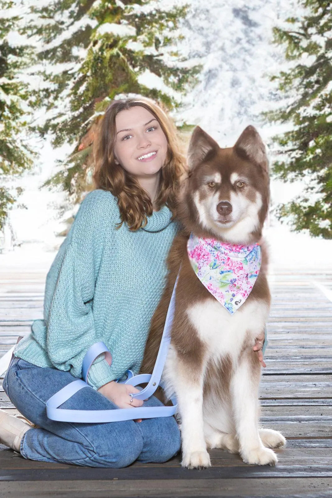Hydrangea Haven Dog Bandana & Matching Keychain bandana Aria the Fox