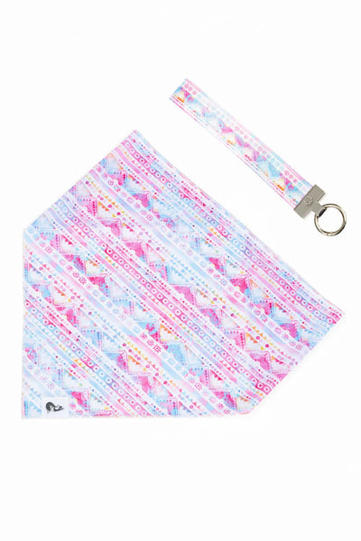 Pink and Blue Tribal Dog Bandana & Matching Keychain XL bandana Aria the Fox
