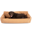 PupProtector™ Faux Cool-to-Touch Vegan Leather Memory Foam Dog Car Bed - Camel Travel Paw.com