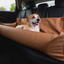 PupProtector™ Faux Cool-to-Touch Vegan Leather Memory Foam Dog Car Bed - Camel Travel Paw.com