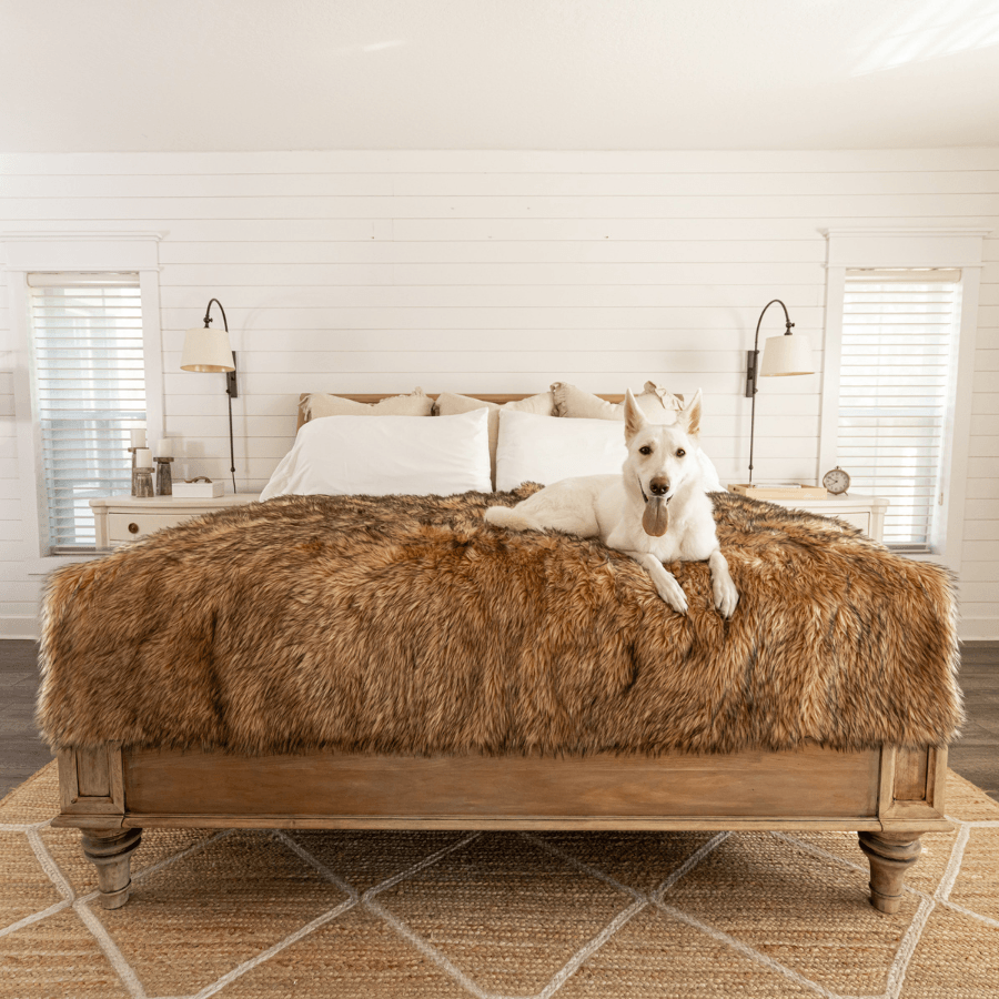 PupProtector™ Waterproof Throw Blanket - Sable Tan Large (80"L X 62"W) Dog Blanket Paw