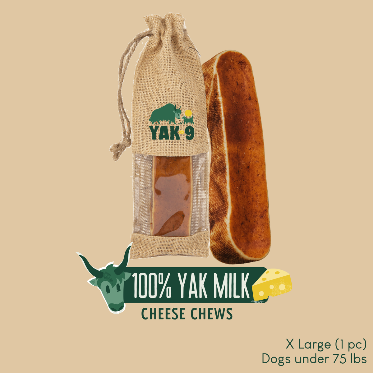 100% Yak Milk Chews for Dogs XLarge (6oz) 1 pack 100% YAK CHEWS Yak9 Chews
