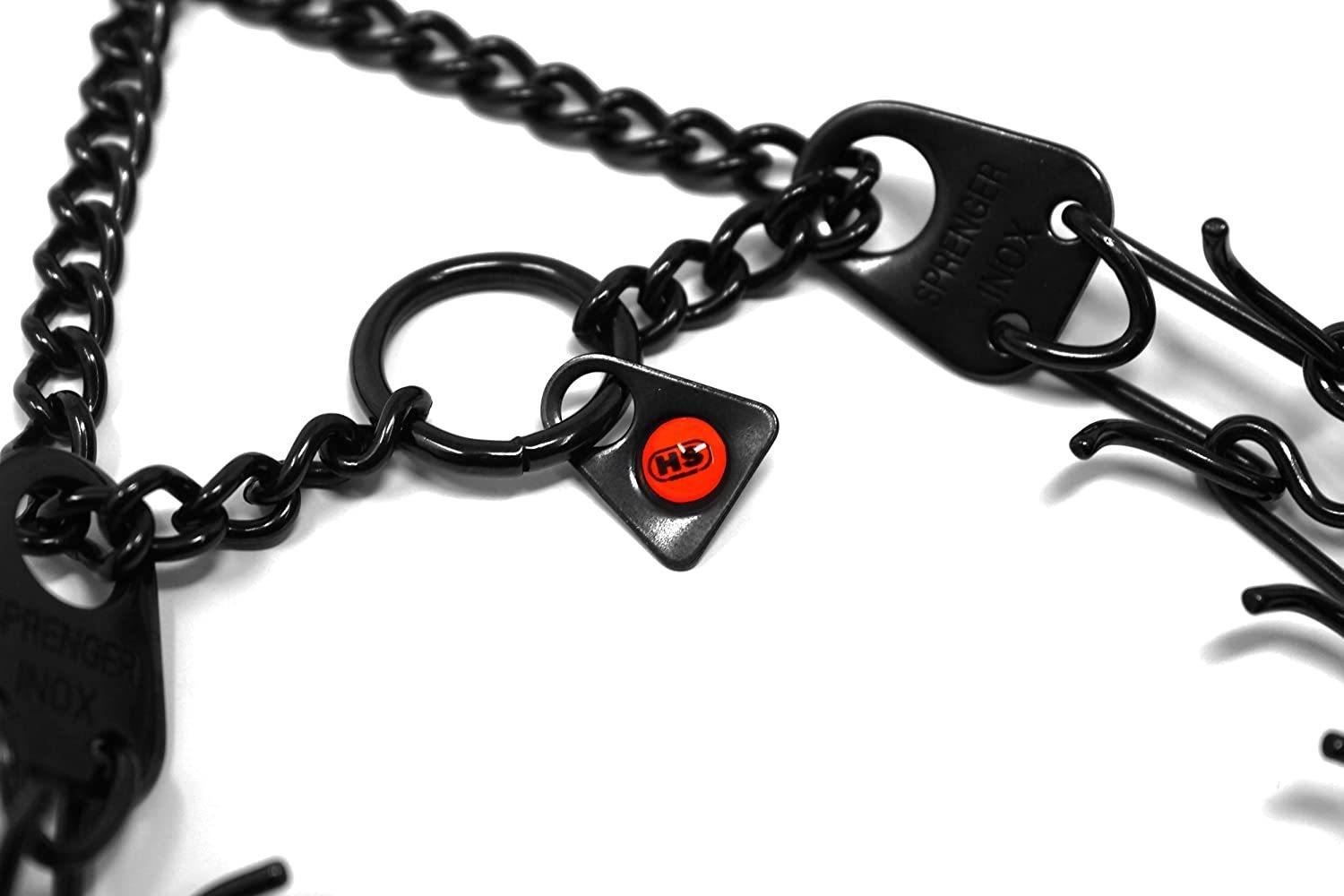 Herm Sprenger Black Stainless Steel Prong Dog Training Collar with Swivel Collars, Prong/Pinch Dog Collars Dogline