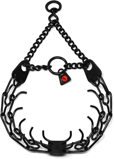 Herm Sprenger Black Stainless Steel Prong Dog Training Collar with Swivel 25in (63cm) x 4mm Collars, Prong/Pinch Dog Collars Dogline