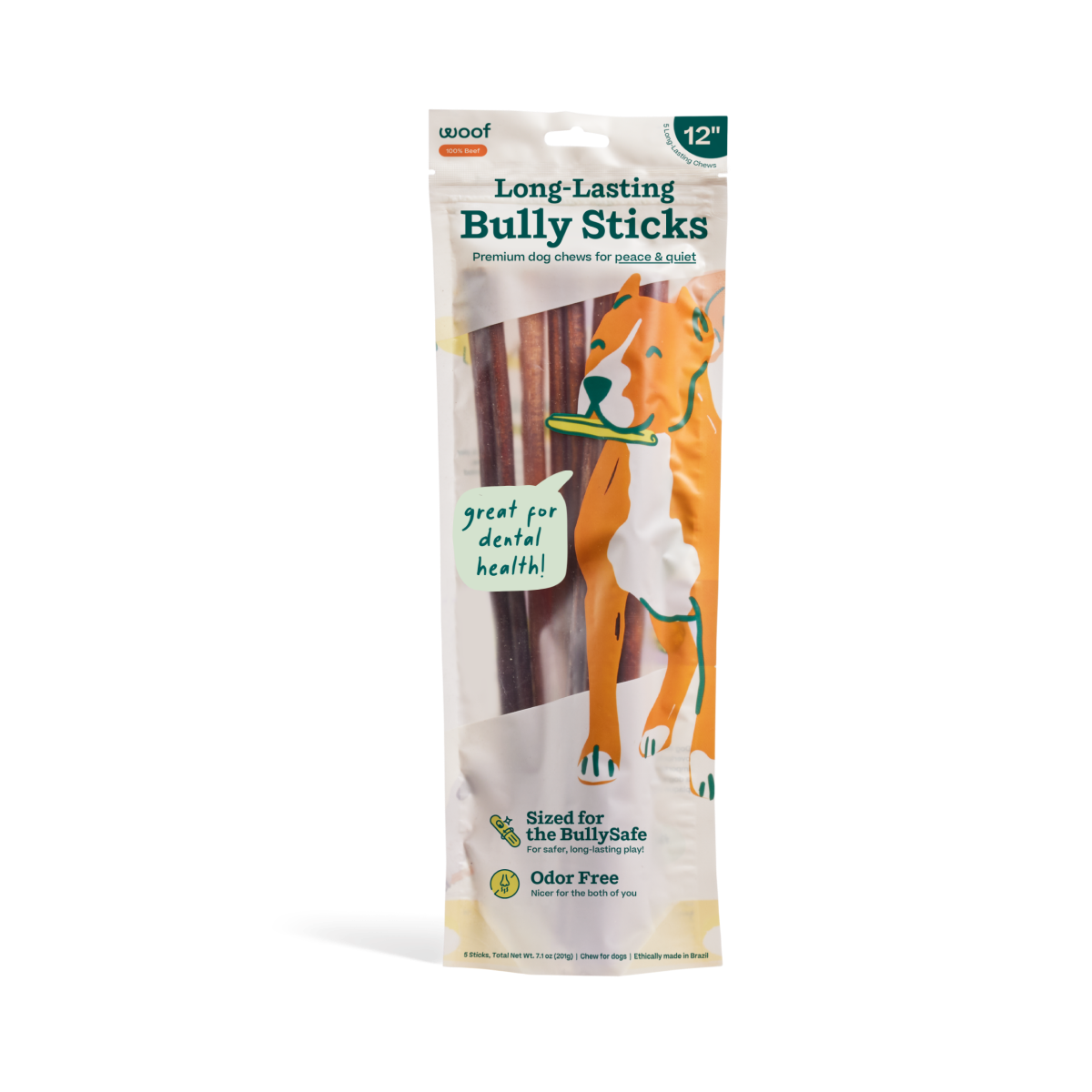 BullySafe Chews - BullySticks Beef 12-inch 5 pack Woof