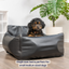PupProtector™ Faux Cool-to-Touch Vegan Leather Memory Foam Dog Car Bed - Black Travel Paw.com