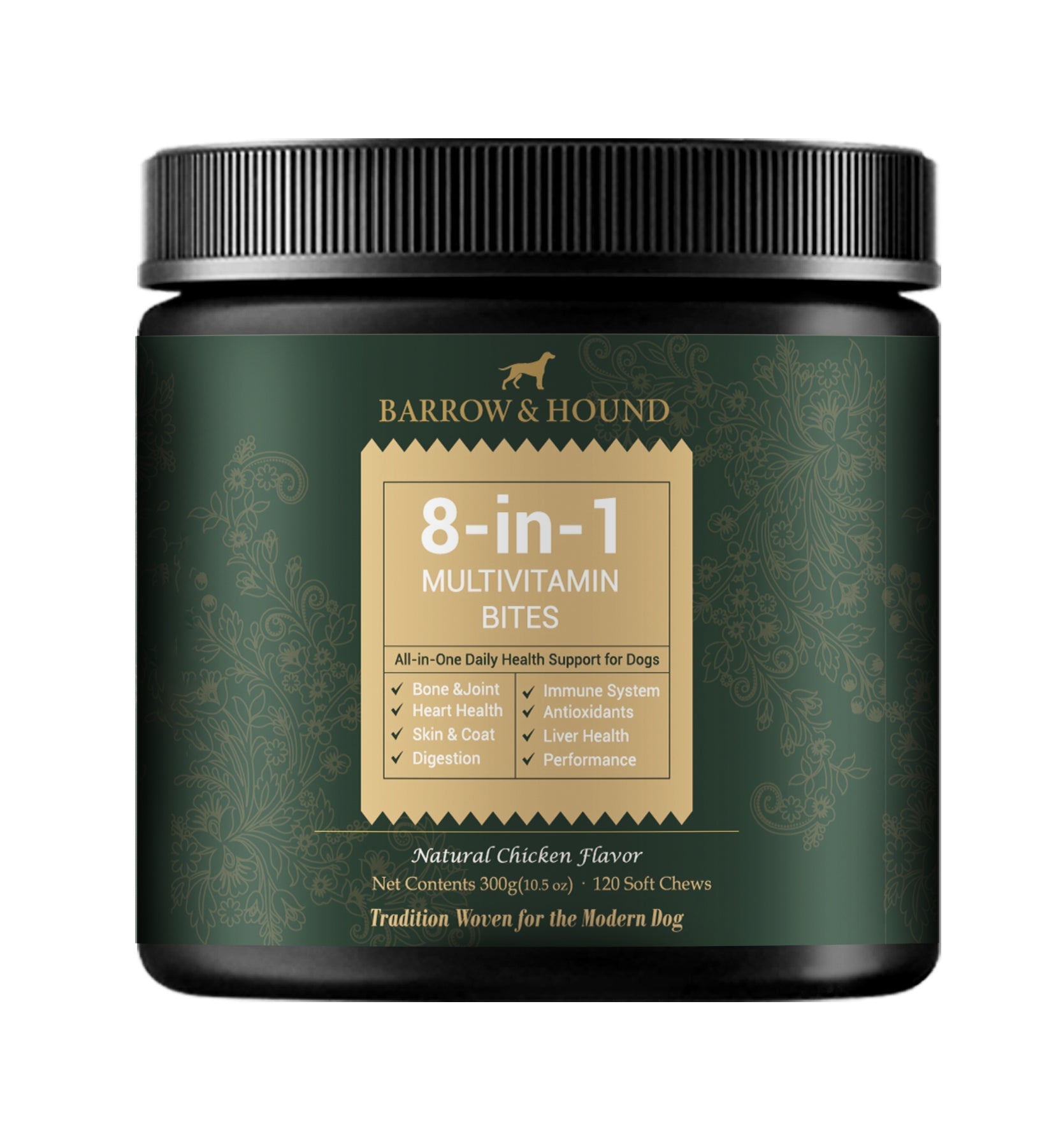 8-in-1 Daily Multivitamin Bites for Dogs – All-in-One Health Support, 120 Soft Chews Supplements Barrow & Hound