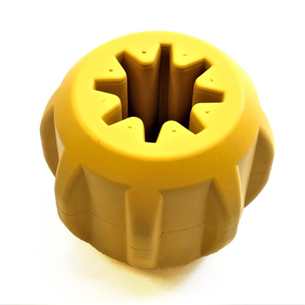 Gear eDispenser - Durable Rubber Yak Chew Holder & Treat Pocket | USA Made LARGE GEAR TOY - YELLOW Rubber Dog Toys SodaPup/True Dogs, LLC